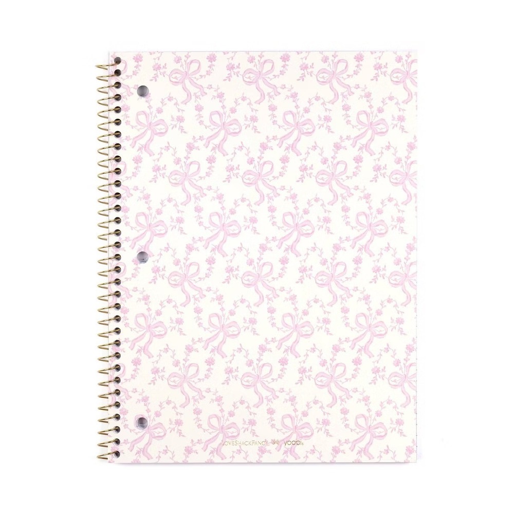 LoveShackFancy Notebook Coquette Bow Pink Floral Chantilly College Ruled NEW